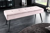 Design bank BOUTIQUE 100cm roze fluweel zwarte metalen poten - 43322