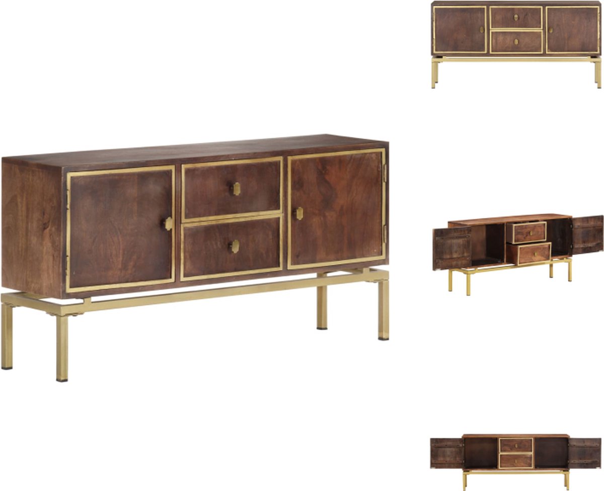 VidaXL Antiek Massief Mangohouten Dressoir 120 x 29 x 60 cm Met 2 deuren en 2 lades Keukenkast