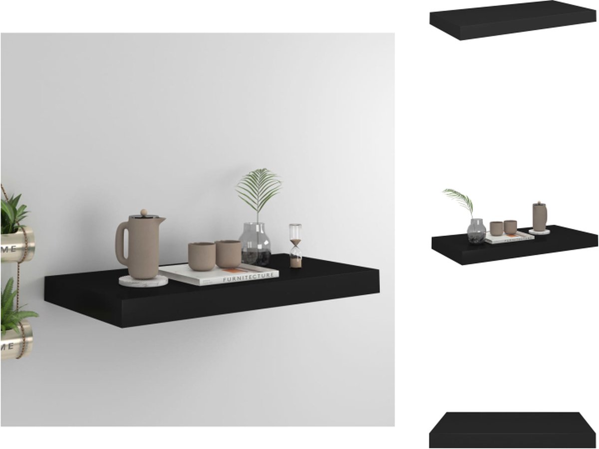 VidaXL Wandplank s Wandplanken 50 x 23 x 3.8 cm Stijlvol en duurzaam Zwart Honingraat MDF en metaal Wandsteun
