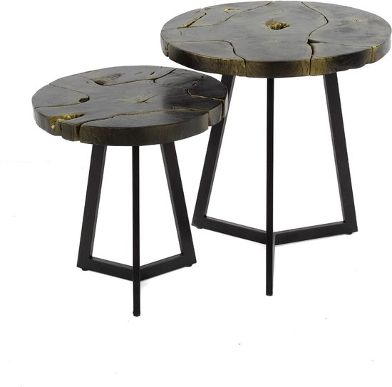 AnLi Style Salontafel set 2/ rond black and gold