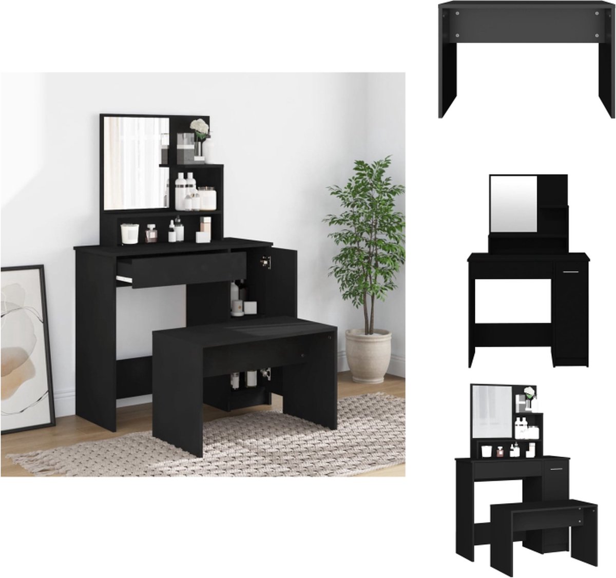 vidaXL Coiffeuse, Table de Maquillage avec Rangement