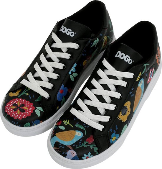 DOGO Ace Dames Sneakers - Flowers & Birds BLACK Dames Sneakers