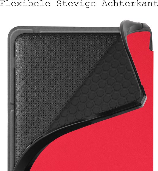 Hoes Geschikt voor Kobo Libra 2 Hoesje Bookcase Cover Hoes Trifold Met Screenprotector - Hoesje Geschikt voor Kobo Libra 2 Hoes Cover Case - Rood van FVCAM — afbeelding 5