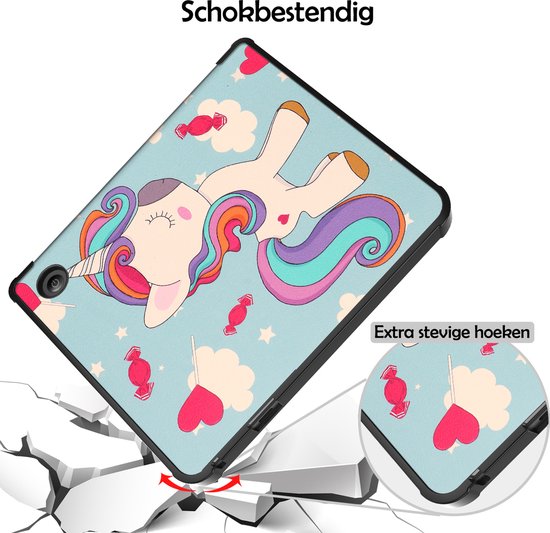 Hoesje Geschikt voor Kobo Sage Hoes Bescherm Hoesje Case Sleep Cover Trifold Met Screenprotector - Hoes Geschikt voor Kobo Sage Hoesje - Eenhoorn van Hoesje  — afbeelding 3