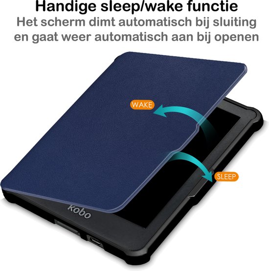 Hoesje Geschikt voor Kobo Clara HD Hoesje Luxe Bescherm Case Met Screenprotector - Hoes Geschikt voor Kobo Clara HD Hoes Book Cover - Donkerblauw van Hoesje  — afbeelding 3