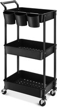 Bol.com Serveerwagen keukentrolley 3 etages Utility Cart rolwagen met wielen en 3 planken multifunctionele trolley voor keuken m... aanbieding