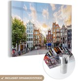 MuchoWow® Peinture sur Verre - Canal Houses Amsterdam - 150x100 cm - Peintures sur Verre Acrylique - Photo sur Glas