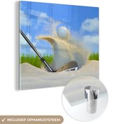 Peinture sur verre MuchoWow® - Un golfeur frappe la balle depuis le bunker - 90x90 cm - Peintures sur verre acrylique - Photo sur Glas