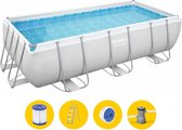 Bestway Power Steel - Opzetzwembad inclusief filterpomp en zwembadtrap - 404 x 201 x 100 cm - Rechthoekig