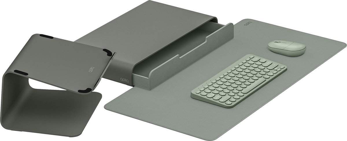 Aptiq complete werkplek set – inclusief monitor- en laptop standaard - draadloos Bluetooth – ergonomisch – design – QWERTY – Misty Green