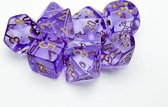 Chessex Translucent Polyhedral Lavender/gold Dobbelsteen Set (7 stuks + 1 bonus)