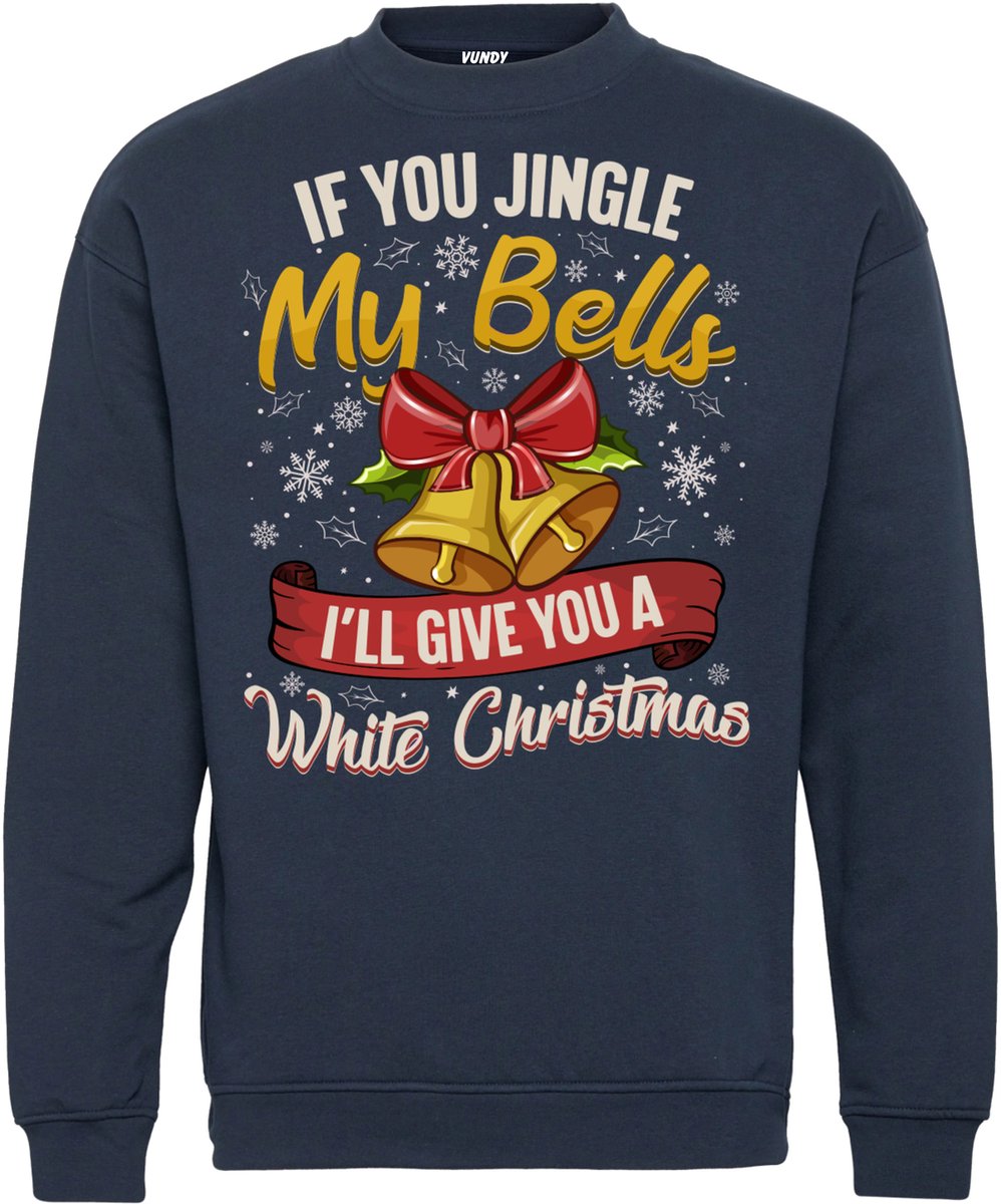 Kersttrui Jingle My Bells | Foute Kersttrui Dames Heren | Kerstcadeau volwassenen | Kerst | Navy | maat XXL