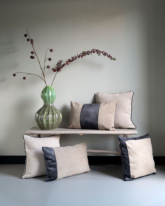 Sierkussen Knit Factory Flint - Lin - 50x50 cm - kussen carré - kussen super doux en tissu Velours - Housse de coussin avec rembourrage de coussin