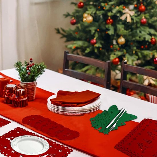 Kerstplacemats, 18 stuks, set van 6 stuks, kersttafels, vilten eland