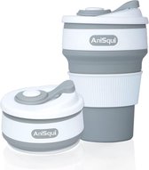 koffiebeker opvouwbaar, (350 ml, 12 oz, 100% voedselveilige siliconen BPA-vrije koffiebeker opvouwbaar) door AniSqui (grijs)