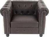 Cosmo Casa Luxe fauteuil lounge stoel ontspanningsstoel Chesterfield kunstleer - Ronde poten - Bruin met voetenbank