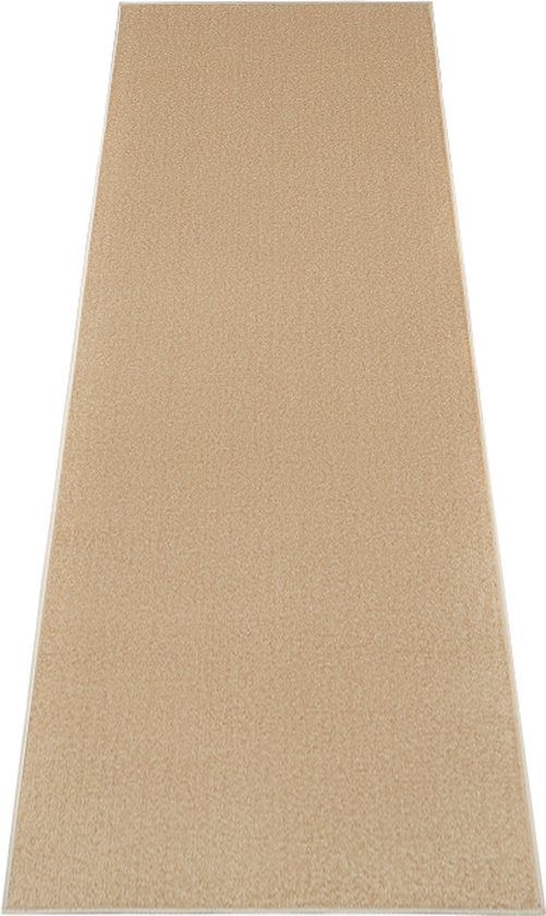 Tapiso Tapis de Couloir Mono Beige Uni Tapis de Couloir à Poils Ras Taille - 100x1500