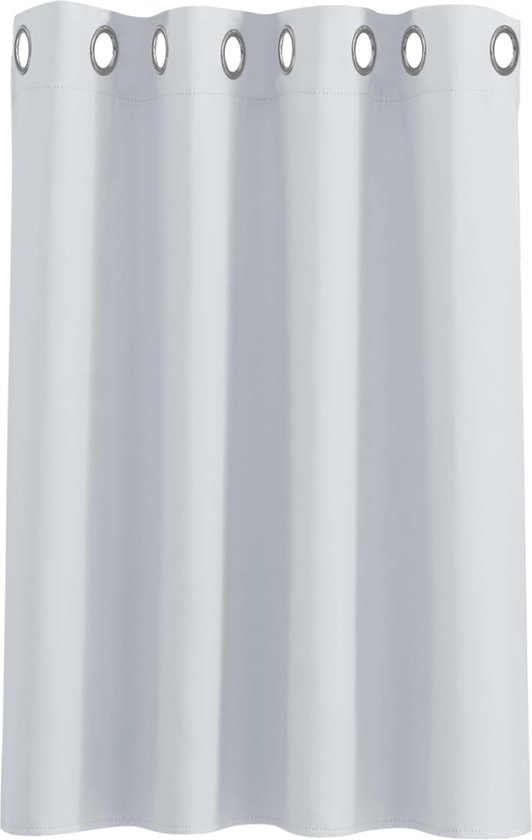 Gordijn voor meisjeskamer, korte verduisteringsgordijnen met inslagringen, thermogordijn, hittebescherming, ondoorzichtig, 1 stuk, h 90 cm x b 132 cm, grijs-wit