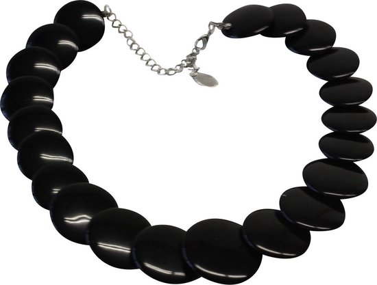 Behave Collier noir avec perles plates 42 cm