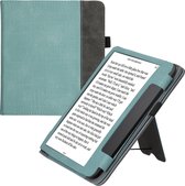 kwmobile flip cover voor e-reader - geschikt voor Tolino Epos 3 - Van imitatieleer en -suède - In mintgroen / donkergrijs