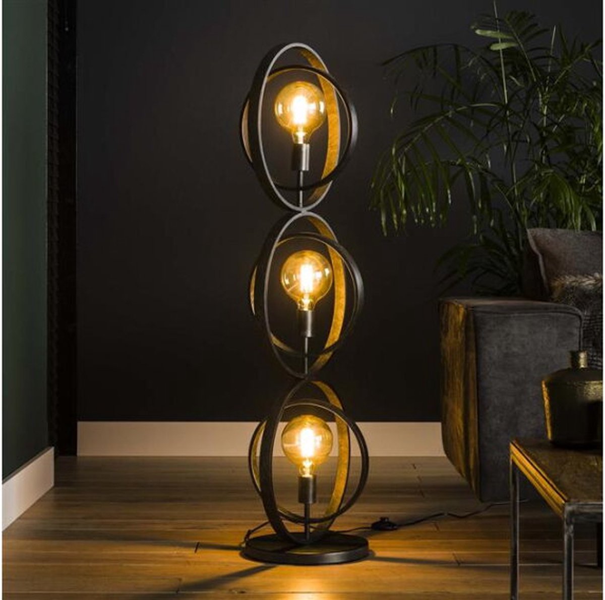 Vloerlamp 3L Turn Around in Charcoal voor Stijlvol Interieur - Vloerlampen - 40x30x124 cm - Charcoal - Sfeerverlichting - Modern Design - Verlichting Woonkamer - Hoogwaardige Materialen