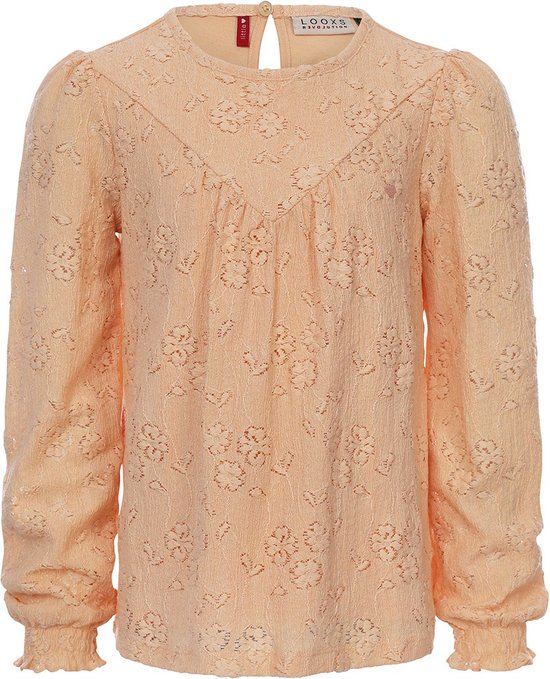 LOOXS Little 2401-7107-404 Meisjes Blouse - Maat 92 - abrikoos van 98% polyester 2% elastane