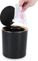 Tafelafvalemmer met deksel, mini-vuilnisemmer, tafelafvalbak, kleine prullenmand voor bureau, badkamer, luiertafel, keuken (zwart)