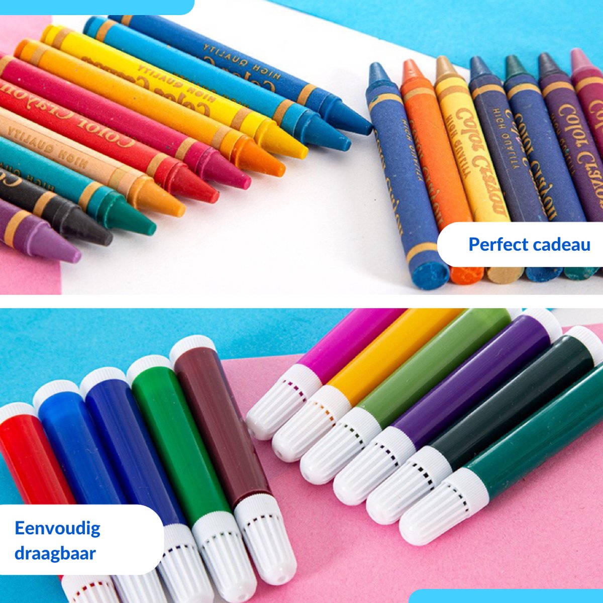 Buxibo Luxe 180-Delige Teken- en Verf Set - Tekendoos met Kleurpotloden, Waskrijt en Acrylverf - Tekenset Compleet voor Kinderen en Volwassenen — afbeelding 14