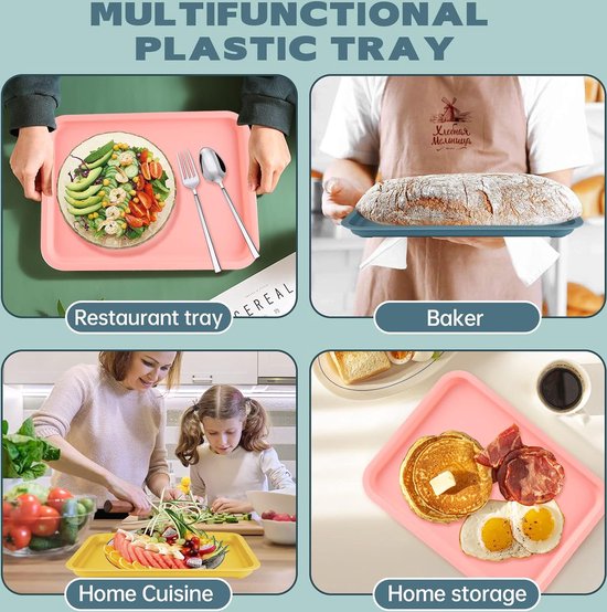 Plateau Rectangulaire En Plastique, Plateau Créatif De Stockage De Grains De Bois Noir, Vaisselle, Rangement De Tasses, Assiette à Pain Pour Petit Déjeuner, Fournitures De Cuisine