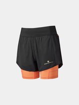 Ronhill Tech Ultra Twin Short Dames - Sportbroeken - zwart/oranje - Vrouwen
