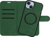 Cazy Uitneembaar Wallet Hoesje geschikt voor iPhone 13 - Afneembaar hoesje - Magfit - 2-in-1 design - Pasvakjes - Groen