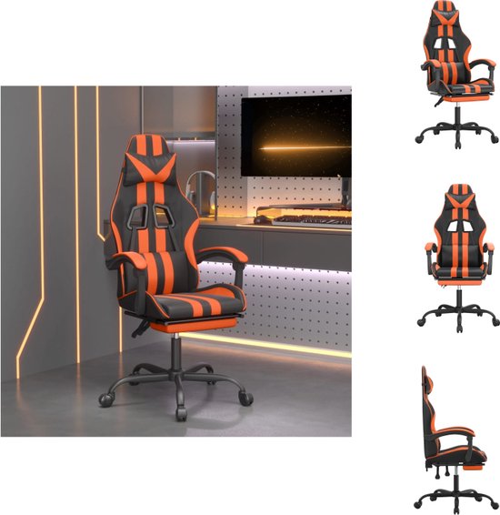 vidaXL Gamestoel - Zwart/Oranje - 57.5 x 59.5 x (121-131) cm - Bureaustoel