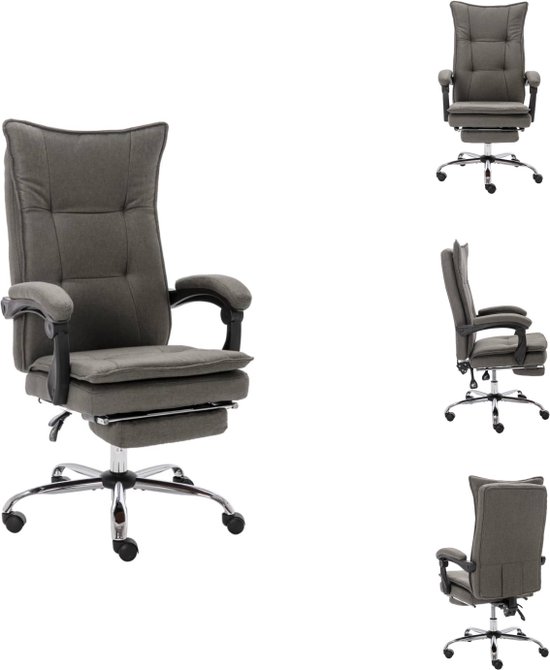vidaXL Kantoorstoel - Verstelbaar - Ergonomisch ontwerp - Grijs - 64 x 68 x (113 - 120) cm - Bureaustoel