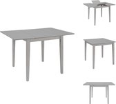 vidaXL Verlengbare Eettafel - Grijs - (80-120) x 80 x 74 cm - Massief rubberwood en MDF-tafelblad - Tafel