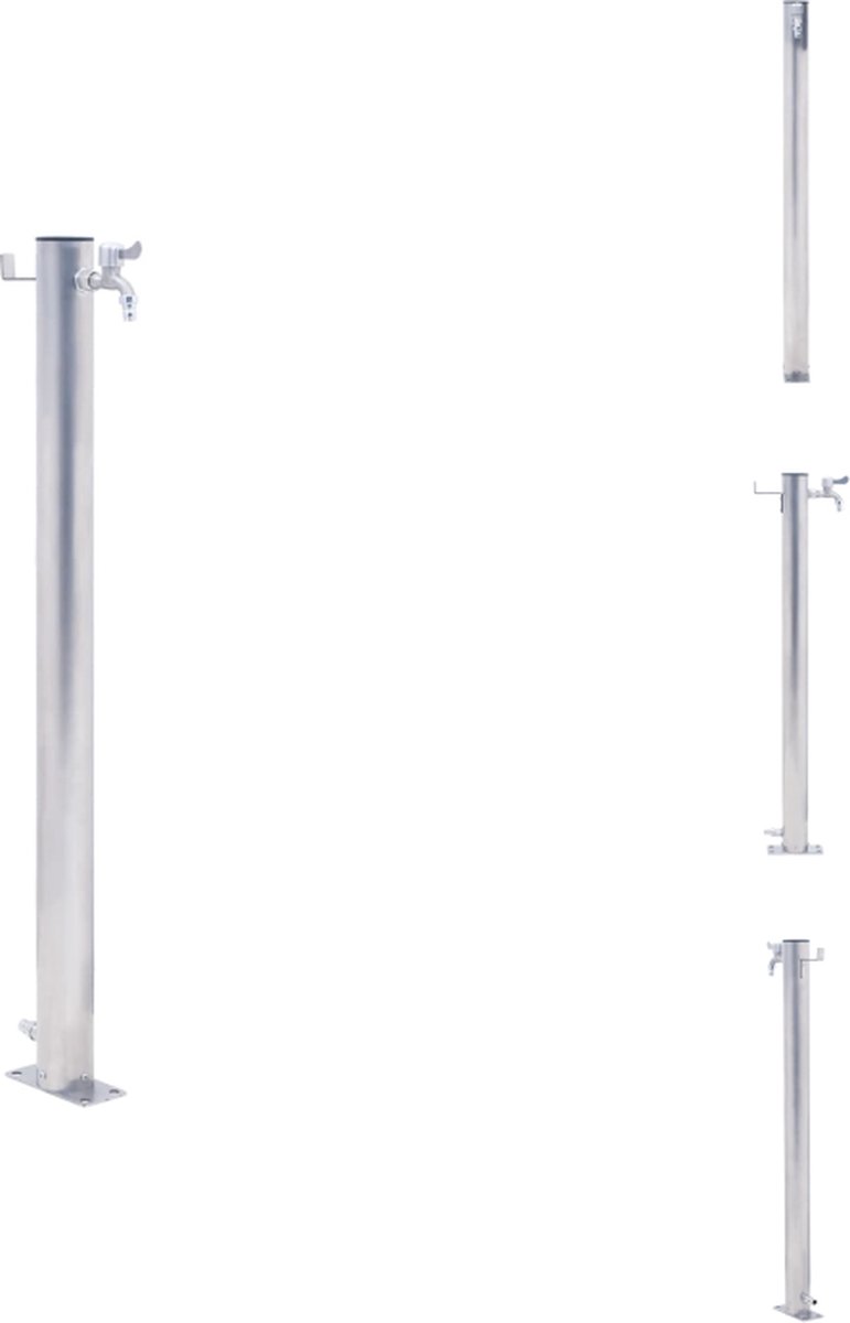 vidaXL Waterzuil RVS - Tuinkraan en Haak - 23.5 x 7 x 80 cm - Duurzaam - Tuinsproeier