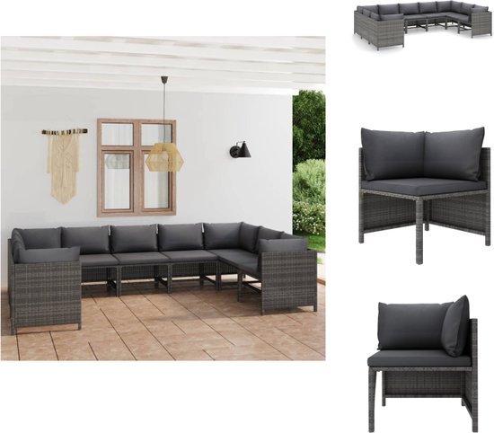 vidaXL Poly Rattan Loungehoek - Grijs - 60x60x60 cm - Comfortabele loungeset met stalen frame bedekt met PE-rattan - Afneembare en wasbare kussenhoezen - Lichtgewicht en modulair ontwerp - Weersbestendig - Montage vereist - vidaXL - Tuinset
