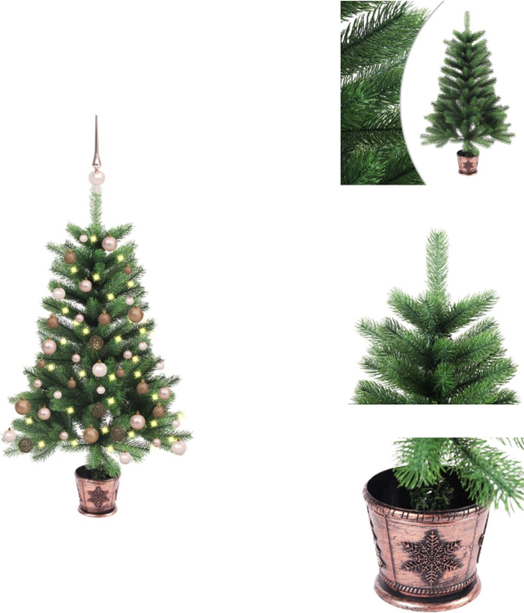 vidaXL Kunstkerstboom met Mand - 90 cm - Levensechte Naalden - PE takken - 150 LEDs - USB-aansluiting - Decoratieve kerstboom