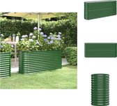 vidaXL Ovale Plantenbak Groen - 152 x 40 x 68 cm - Gepoedercoat Staal - Bloempot