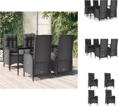 vidaXL Tuinset DeLuxe - Verstelbare stoelen - PE-rattan - Zwart - 160x80x74 cm - Tuinset