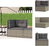 vidaXL Hoekbank Lounge Set - PE-Rattan - Grijs - 54 x 54 x 24.5/38/50/55 cm - Inclusief Kussens - Tuinbank