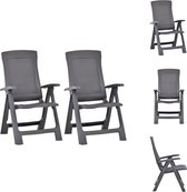 vidaXL Ligstoelen Set - Kunststof - Verstelbare Rugleuning - 59 x 67 x 106 cm - Mokka - 2 Stoelen - Tuinstoel