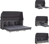 vidaXL Canapé-lit en Poly - Meubles de jardin - 200x185x70/150 cm - Grijs - Rotin PE - Acier enduit de poudre - Canapé de salon