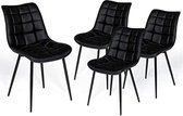 Set van 4 Mady stoelen van PU zwart voor eetkamer