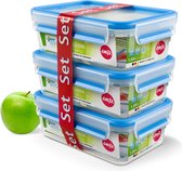 Emsa Food Clip & Close Boîtes de conservation 508558, 3 pièces, Plastique, 1 L, Transparent/ Blauw