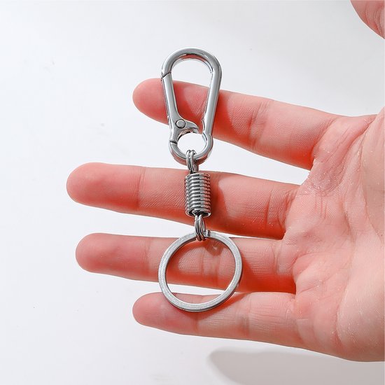 WZYTEU 15 stuks karabijnhaak sleutelhangers, karabijnhaken sleutelhangers met sleutelring voor ophangen in de rugzak, autosleutels, sleutels, uniseks