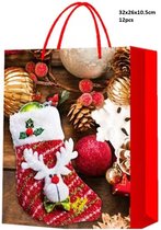 Cadeautas Kerst - Kerstsok - Giftbag Karton - Set van 12 Stuks - 32,5x26x10,5 cm