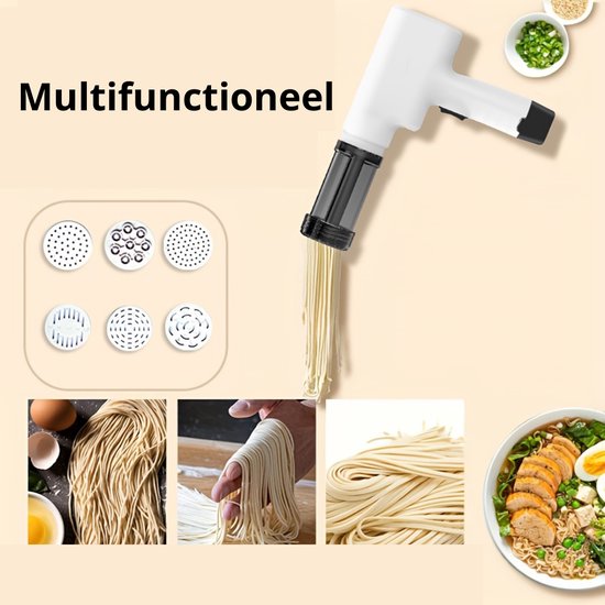Handheld elektrische pastamachine met 7 opzetstukken - oplaadbaar, voor het maken van