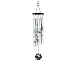 Windgong yin yang zilverkleurige Feng Shui Bagua vijf element M