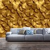 Fotobehangkoning - Behang - Vliesbehang - Fotobehang Gouden Bladeren - Golden Leaves - 350 x 245 cm