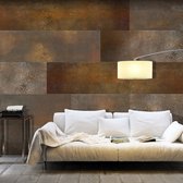 Fotobehangkoning - Behang - Vliesbehang - Fotobehang - Goud Bruine Tegels - Luxe Muur - 250 x 175 cm